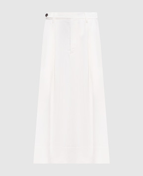 Brunello Cucinelli White midi skirt with linen MH126G3951