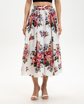 Dolce&Gabbana White printed midi skirt F4DC7THS5UU