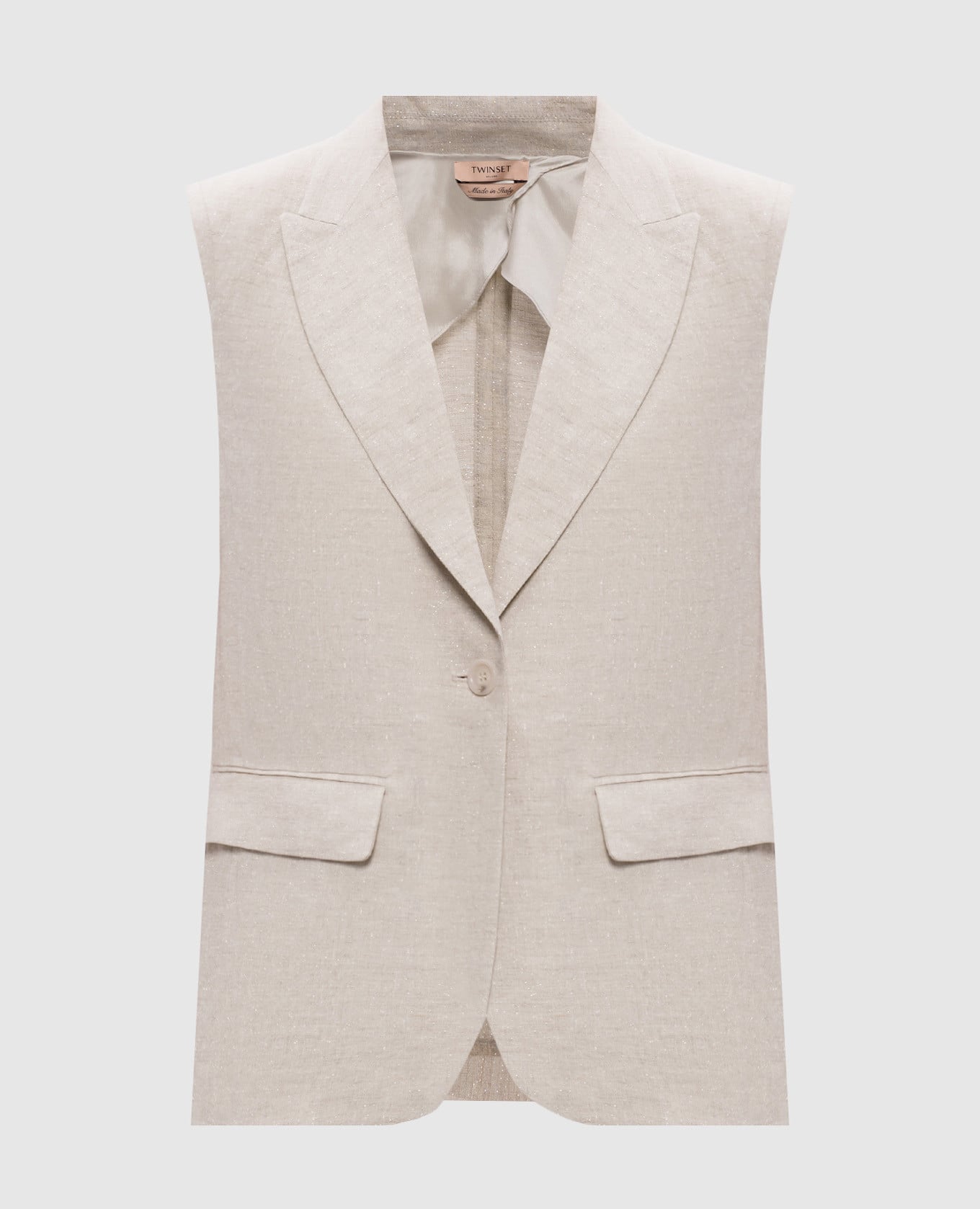 

Gray linen jacket with lurex Twinset, Grey