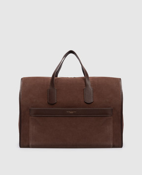 Gianni Chiarini Brown suede travel bag BERLINO with logo BSN11629COMMCMPL