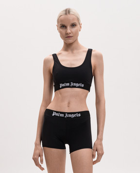 Palm Angels Black top with logo pattern PWVO010S26FAB001