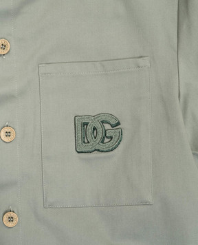 Dolce&Gabbana Children's green short-sleeved shirt with monogram logo L44S68FUFKA812+