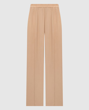 Fabiana Filippi Brown silk pants with monil chain PAD276F336M187