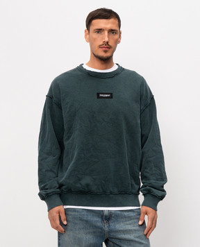 Dolce&Gabbana Green sweatshirt with logo patch G9CAKTG7P1R
