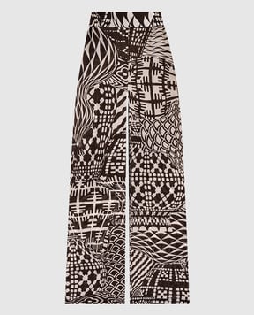 Momoni BACCARAT brown silk pants MOPA039MO03