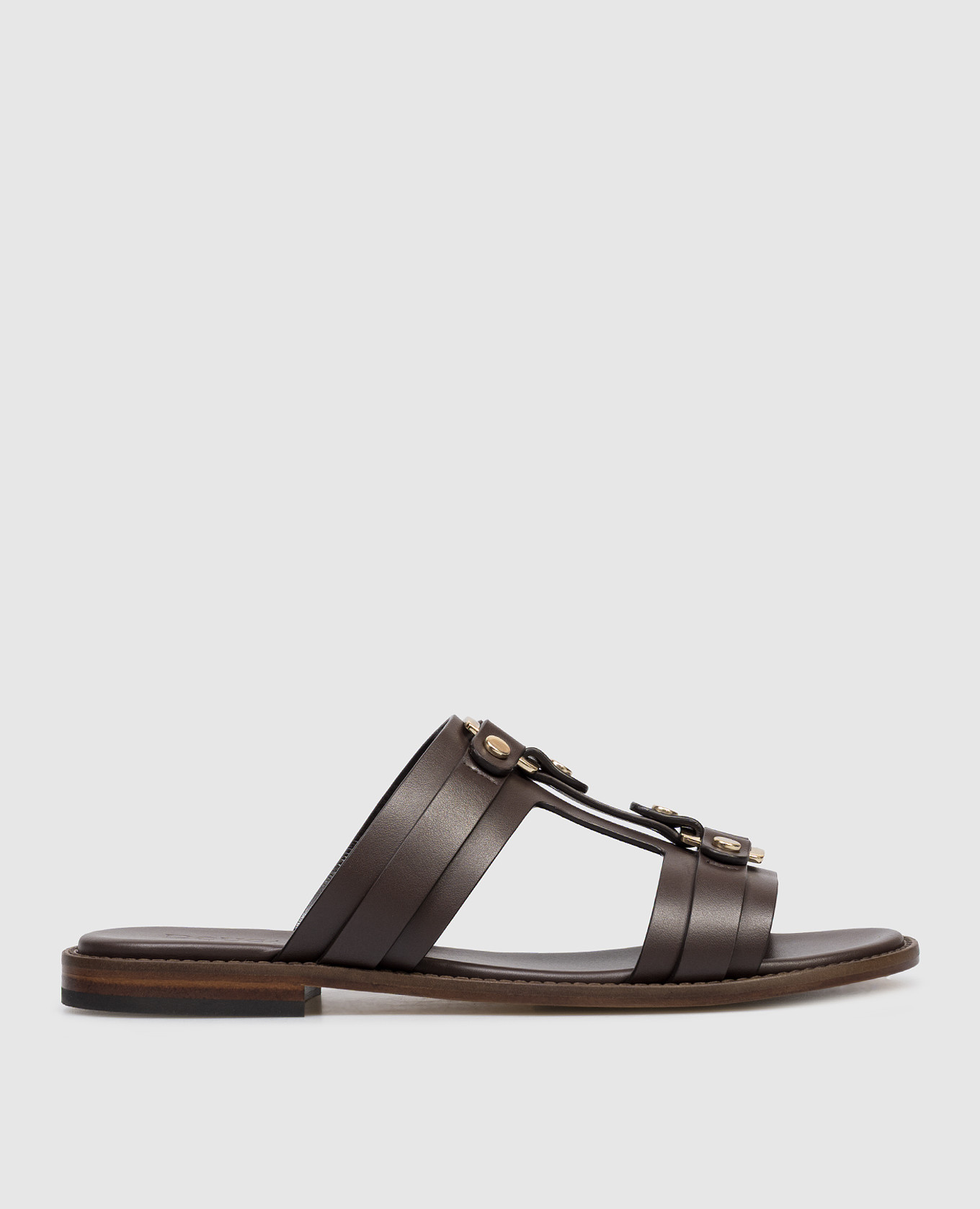 Brown leather flip-flops