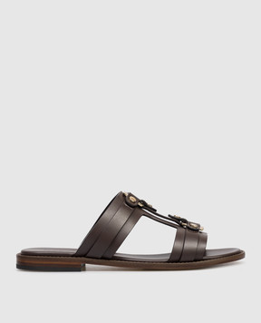 Doucal's Brown leather flip-flops DD8771MARNUF073