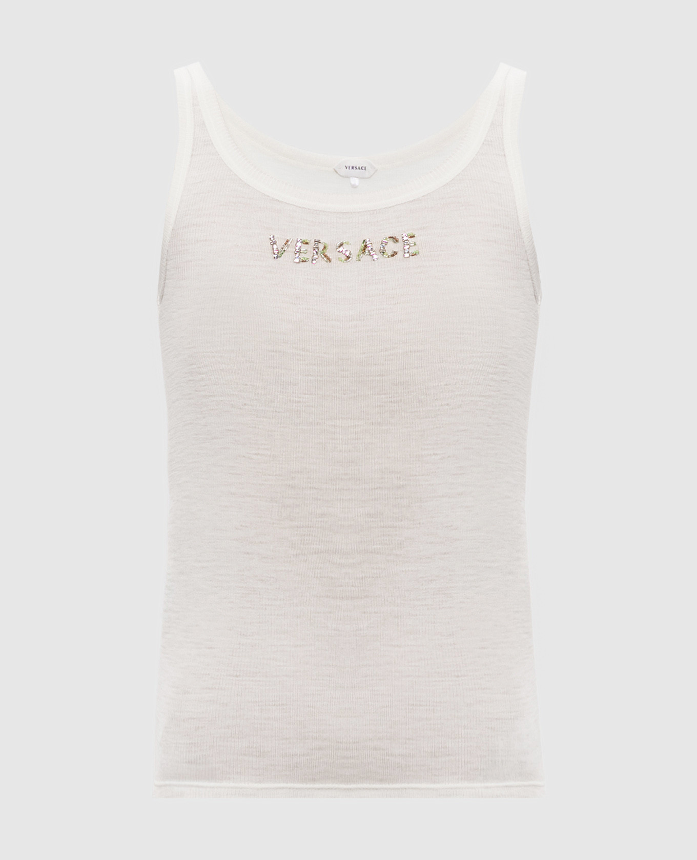 Ivory ribbed wool T-shirt Versace