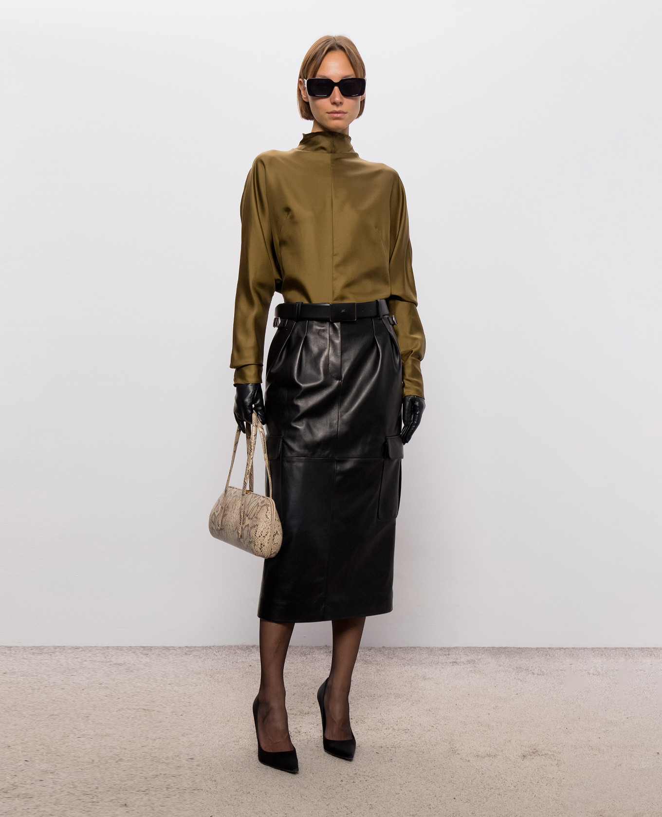 Khaki silk blouse Thierry Mugler 2