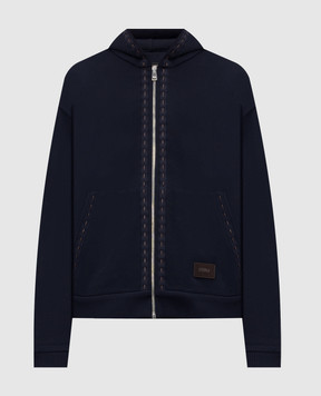 Fendi Blue sports jacket with logo patch FY1360AUPB