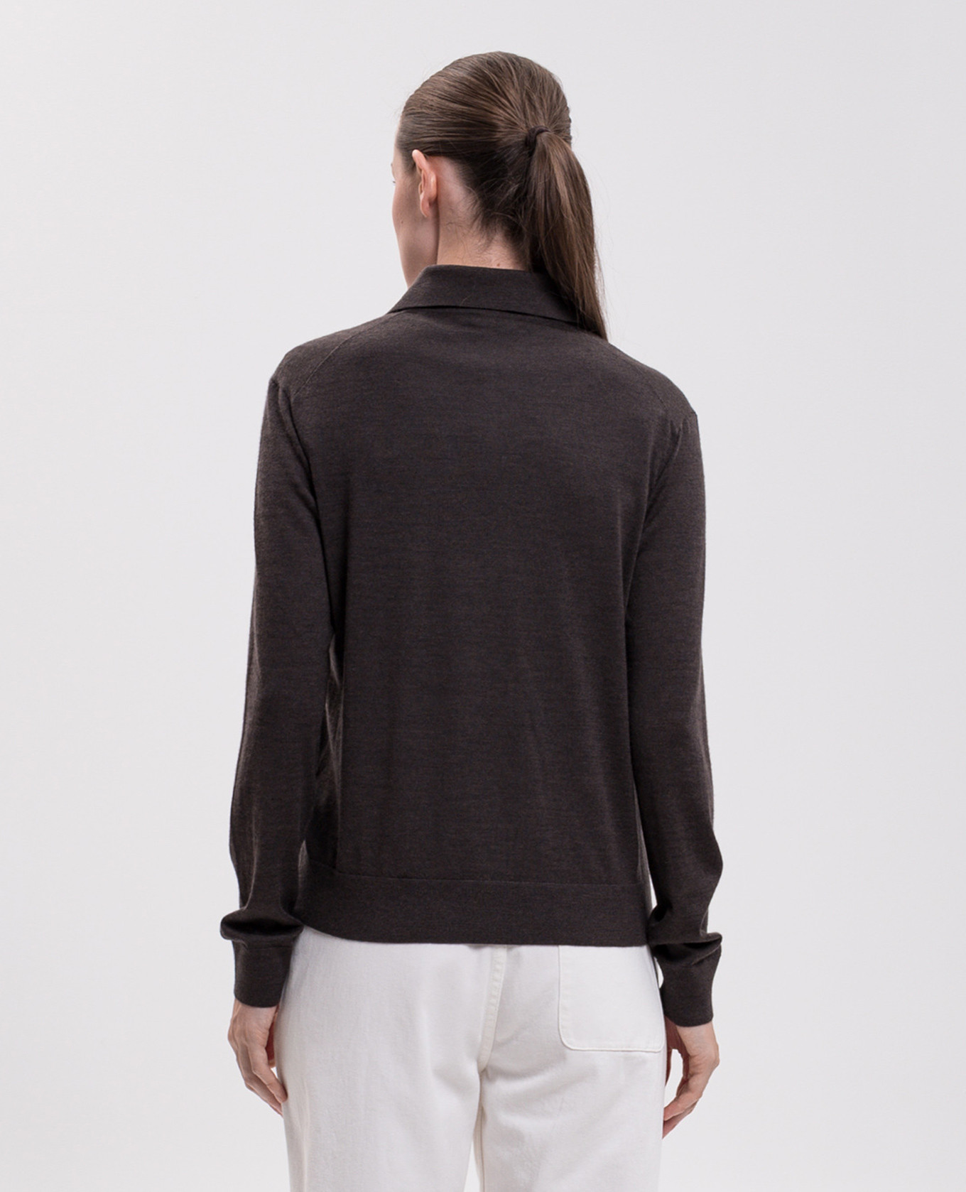 Pauli brown wool and silk polo shirt The Row 4