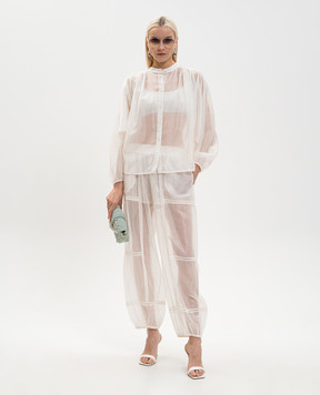 Twinset White joggers with lace 261TF2041