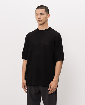 AMIRI Black knitted T-shirt with logo embroidery AMKNTE1052
