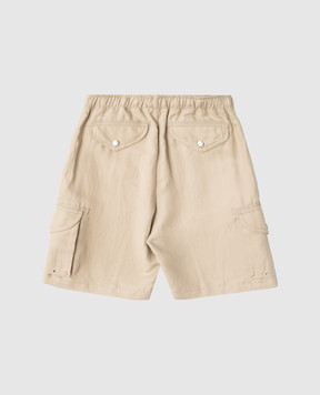 Brunello Cucinelli Children's beige cargo shorts with linen BH255P909C