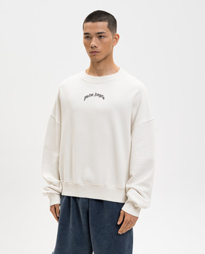 Palm Angels Ivory sweatshirt with logo print PMBA08JS26FLE004