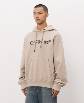 Off-White Beige hoodie with textured logo 44MBB12NF26F004