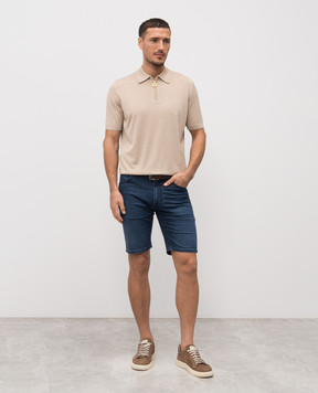 Stefano Ricci Blue denim shorts with logo patch MST6102160T0042
