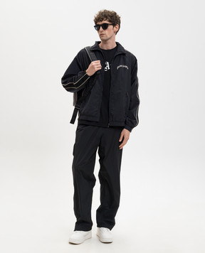 Palm Angels Black windbreaker with logo print PMEB02GS26FAB001