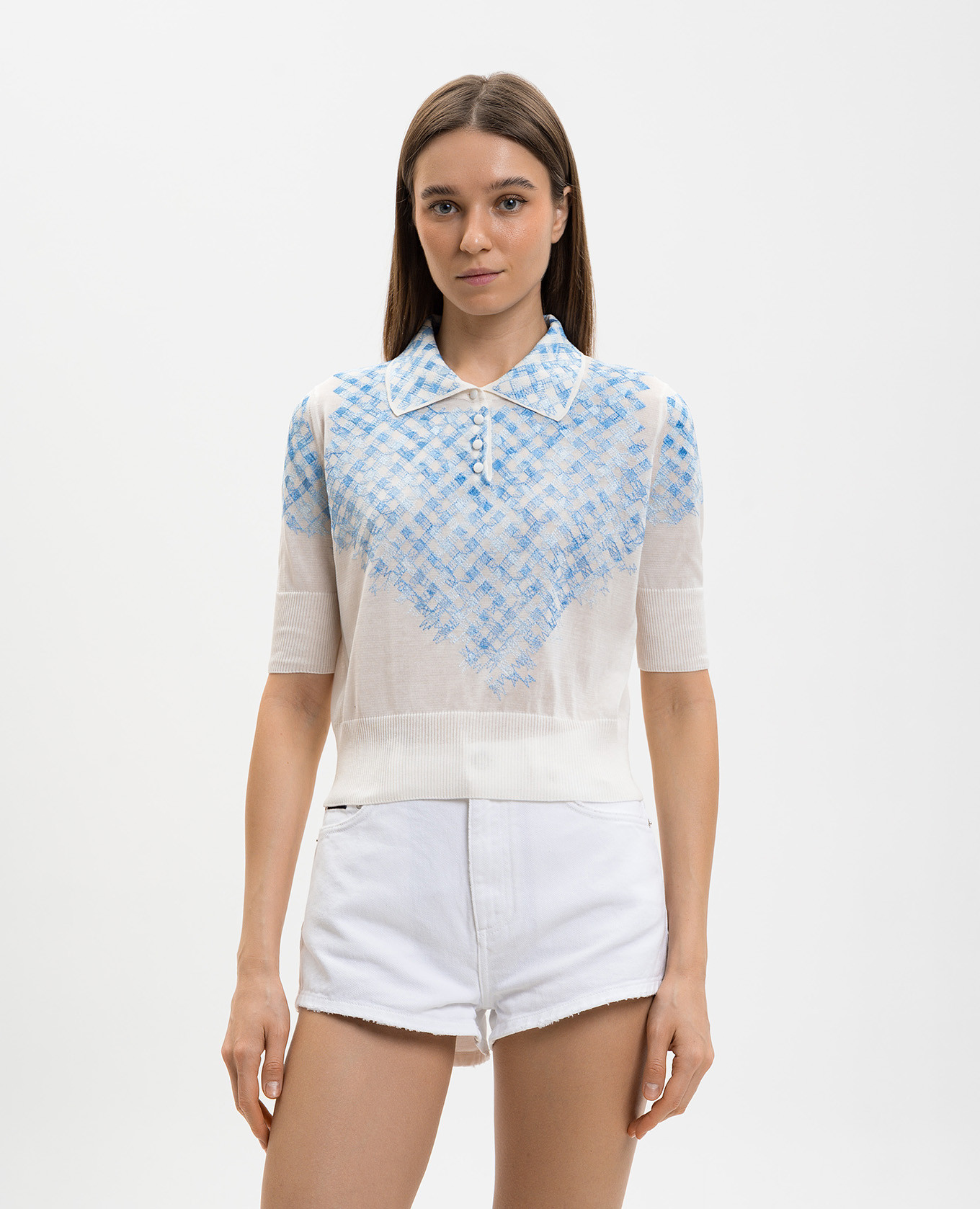 

White polo shirt with embroidery Ermanno Scervino