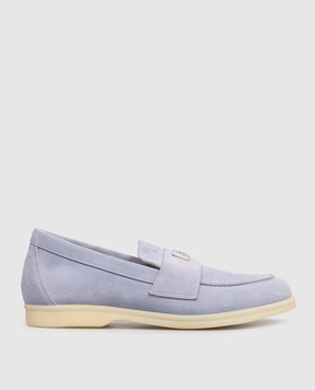 Babe Pay Pls Blue suede loafers with logo engraving 218108ZA