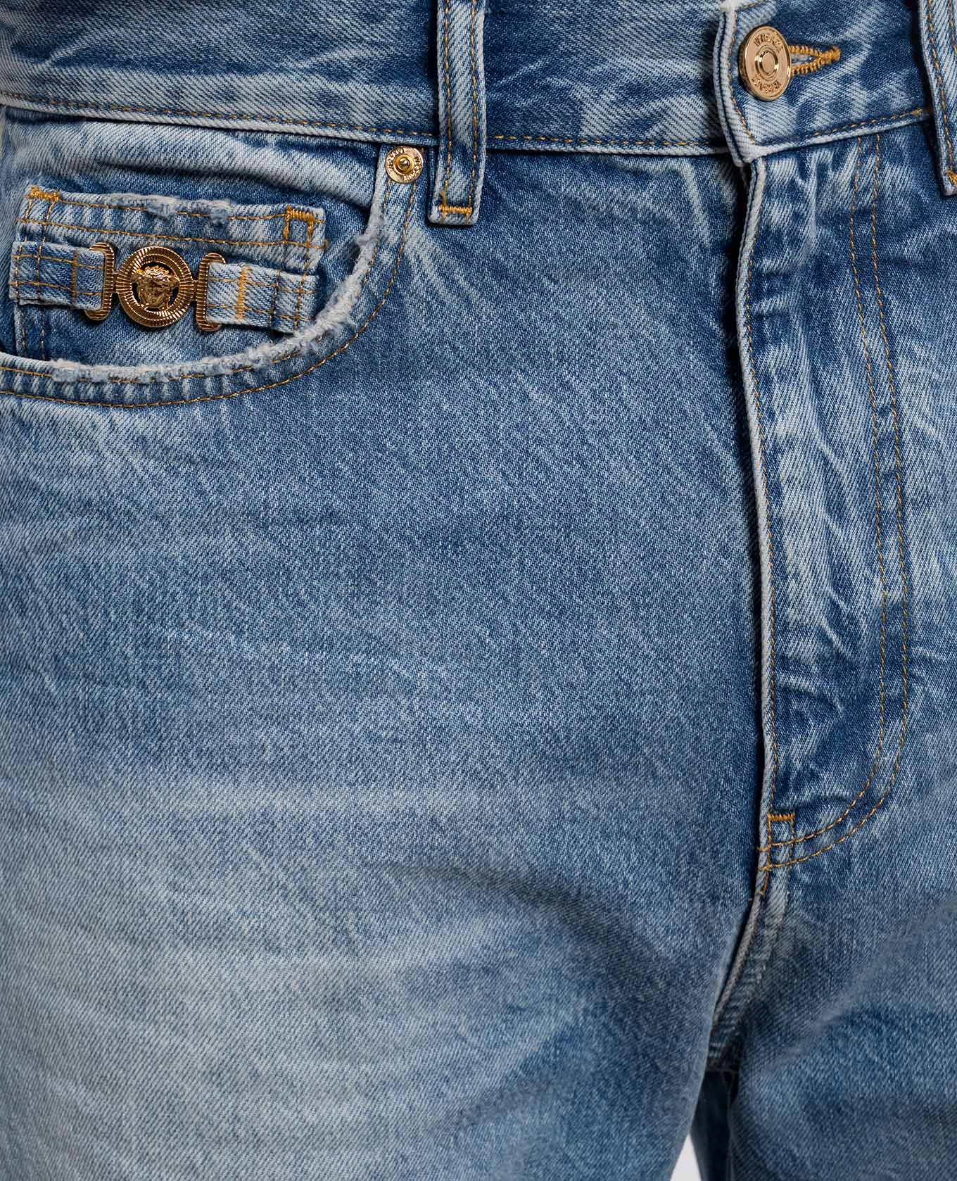 

Blue jeans with a worn effect Versace, Light blue