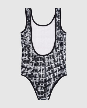 Balmain Children's black swimsuit with branded print BYCA29Z3778810