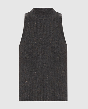 Brunello Cucinelli Gray ribbed top M9A822204