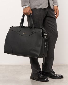 Enrico Mandelli Black leather travel bag GEORGE7213