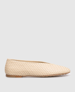 Bottega Veneta Beige leather braided ballet flats Rosa 837887V4VE0