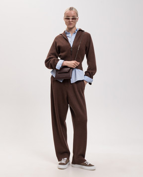 Brunello Cucinelli Brown cashmere lurex sweatpants M1E224779P