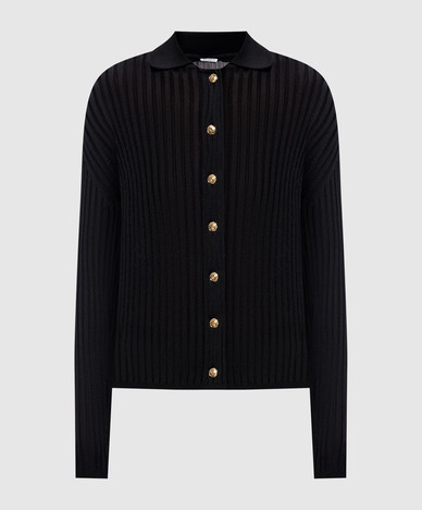 Zwart geribbeld vest