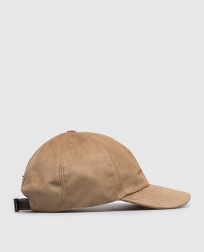 Brunello Cucinelli Brown suede cap with embroidered emblem MPCLF9850