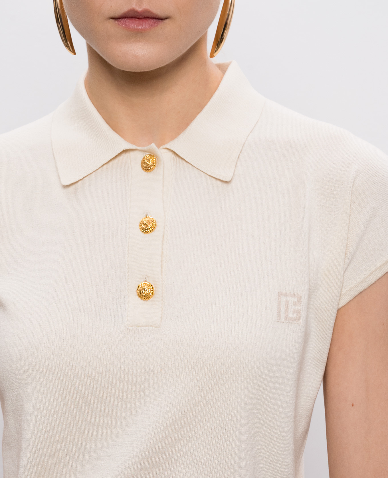 

Beige polo with silk Balmain