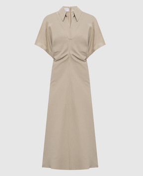Brunello Cucinelli Beige midi dress with linen MH126A5426