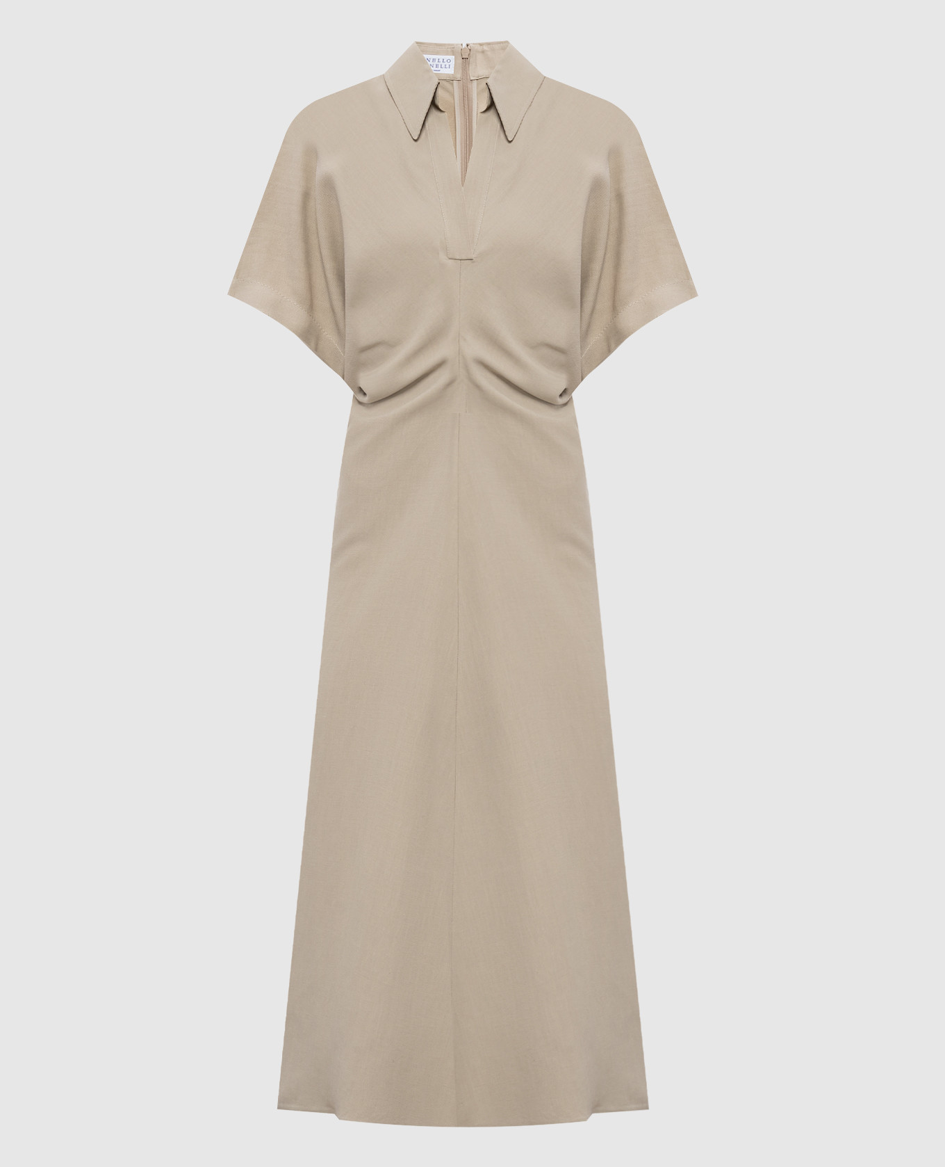 Beige midi dress with linen