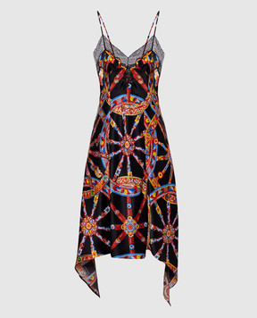 Dolce&Gabbana Black silk dress with branded print F617TTIS13Y