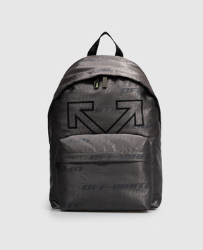Off-White Grey backpack with logo pattern OWMNB05F26FB01