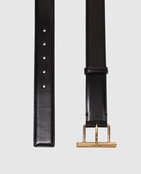 Alexander McQueen Black leather T-bar belt 8044991BR0G