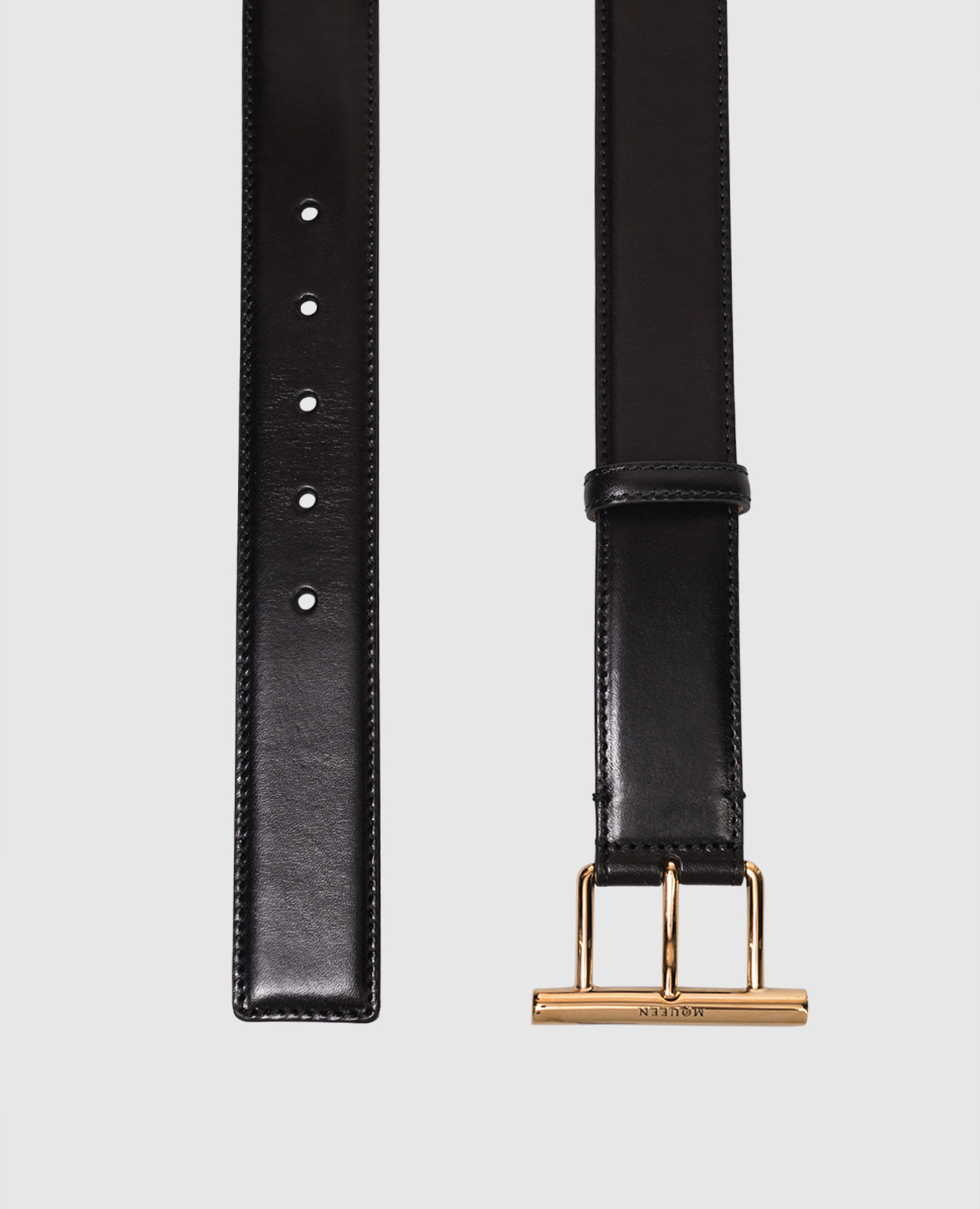 

Black leather T-bar belt Alexander McQueen