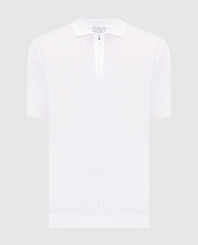 Pini Parma White polo shirt with zipper POLRIBZIPBCO