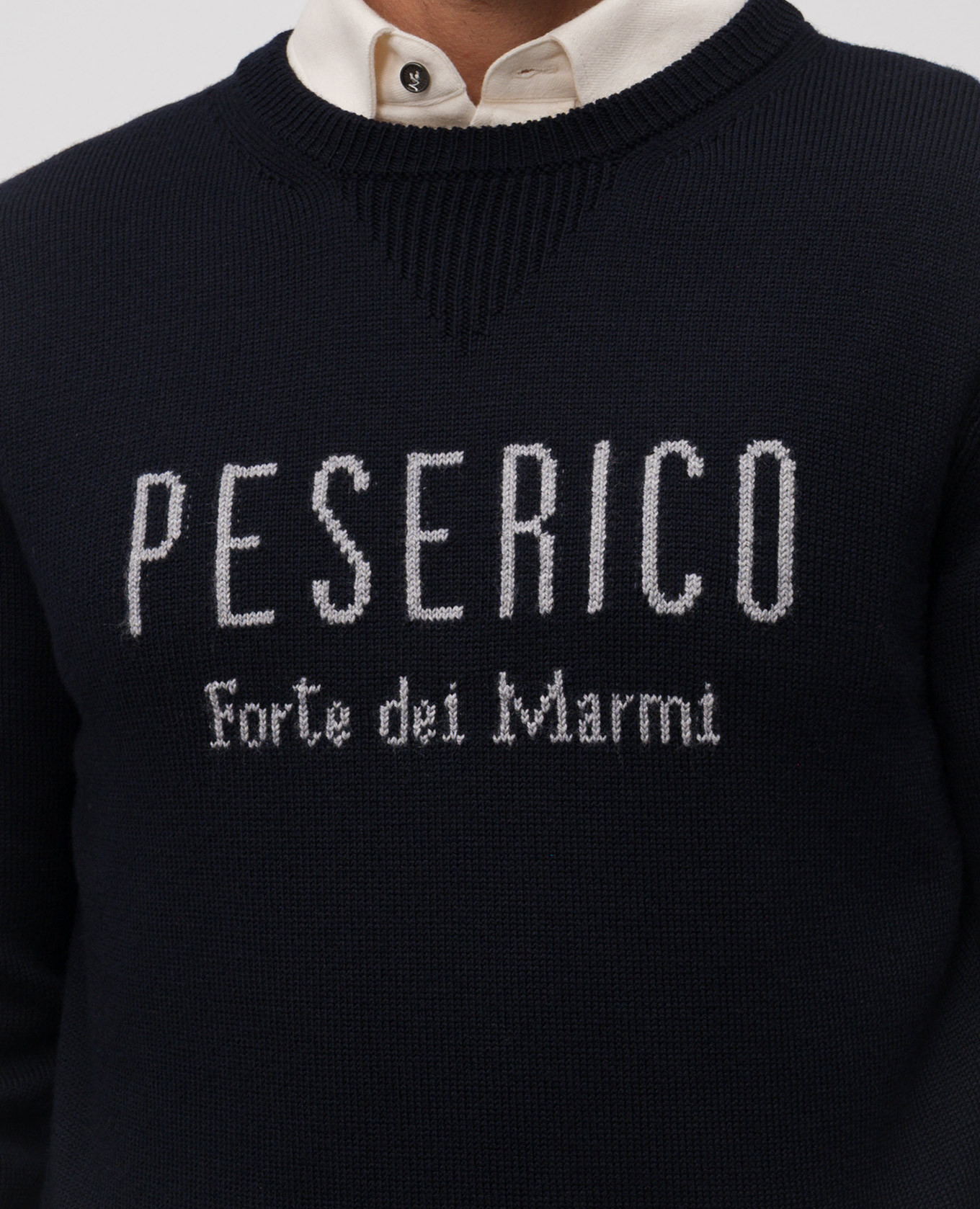 Blue wool sweater with logo pattern Peserico 5