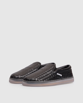 Bottega Veneta Serena black leather slip-ons 876113V6VE0