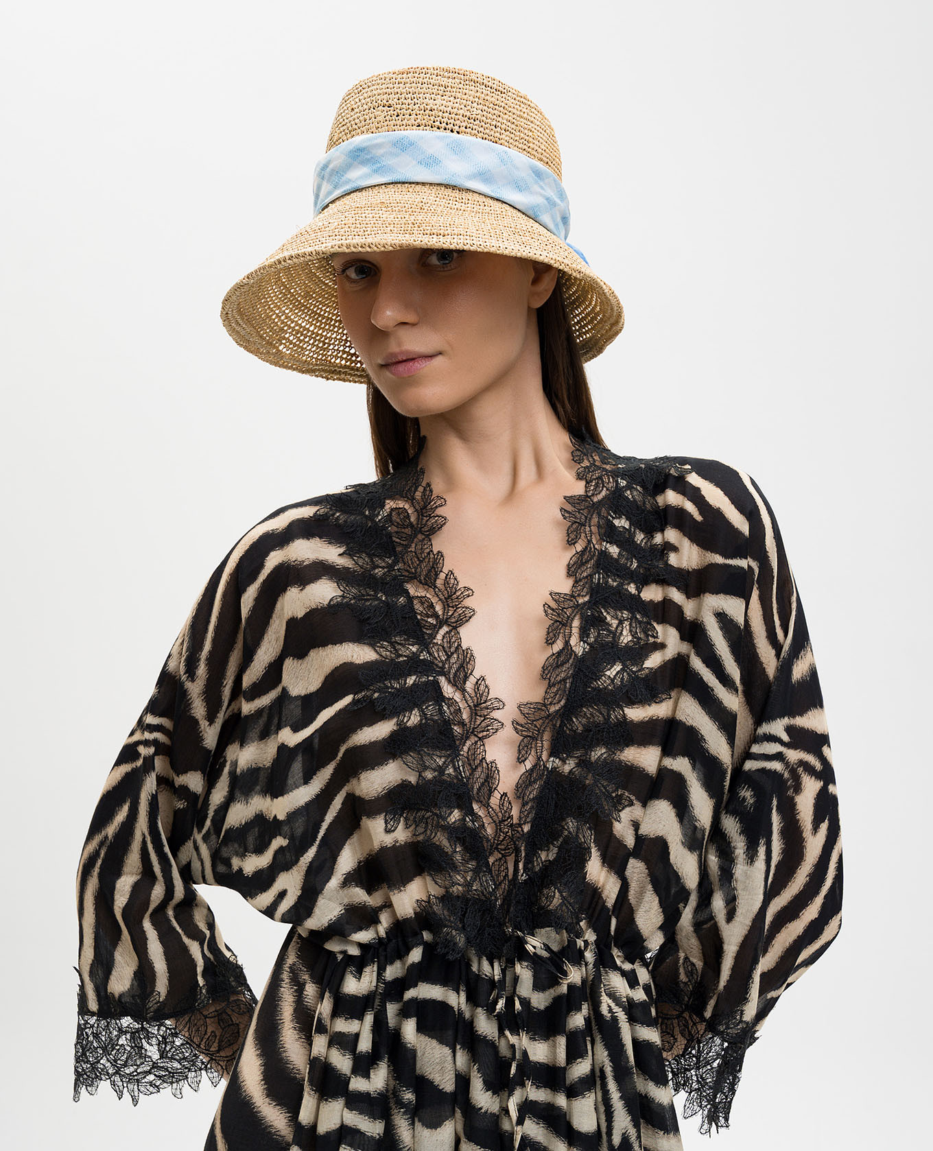 Beige cloche hat with scarf Ermanno Scervino 2
