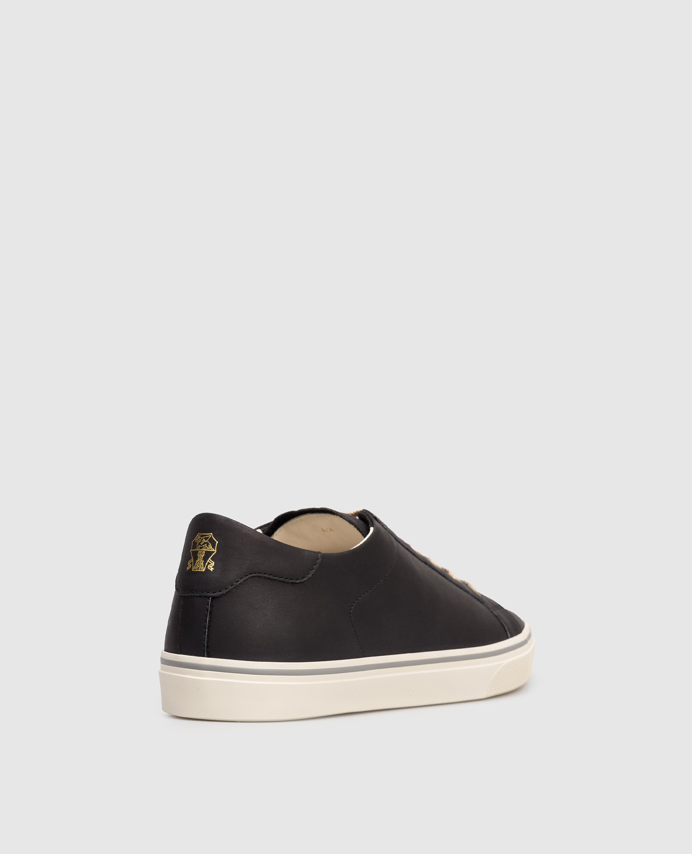 Black leather sneakers with logo Brunello Cucinelli 3