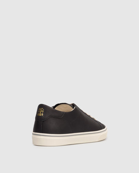 Brunello Cucinelli Black leather sneakers with logo MZUSNUZ341