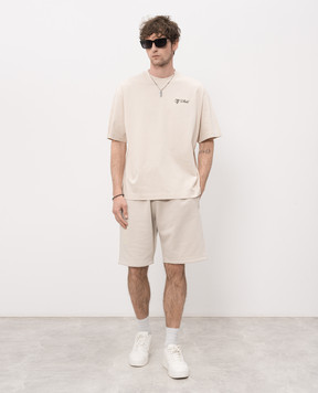Off-White Beige T-shirt with logo print 44MAA120S26J01D