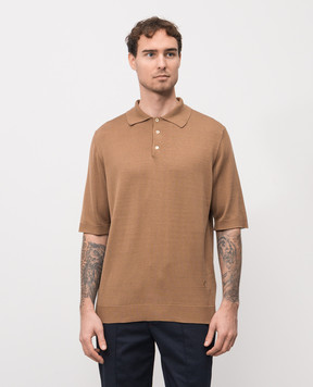 ISAIA Brown silk polo shirt MG8262Y0470