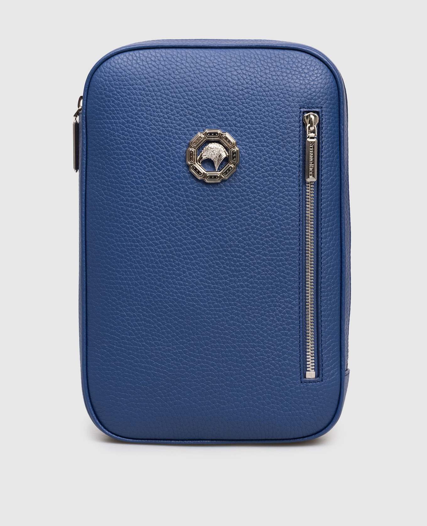 

Blue leather sling bag with emblem Stefano Ricci