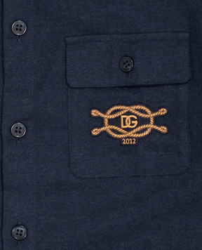 Dolce&Gabbana Children's blue shirt with brand patch L45S12FU5ZI814