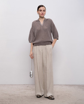 Peserico Brown openwork pullover with sequins A99031F129234R
